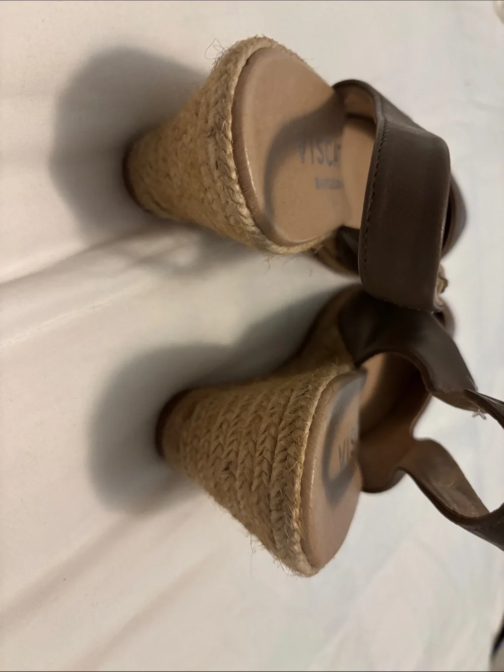 Viscata Barcelona Brown Leather Espadrille Wedge Slingbacks NWOT